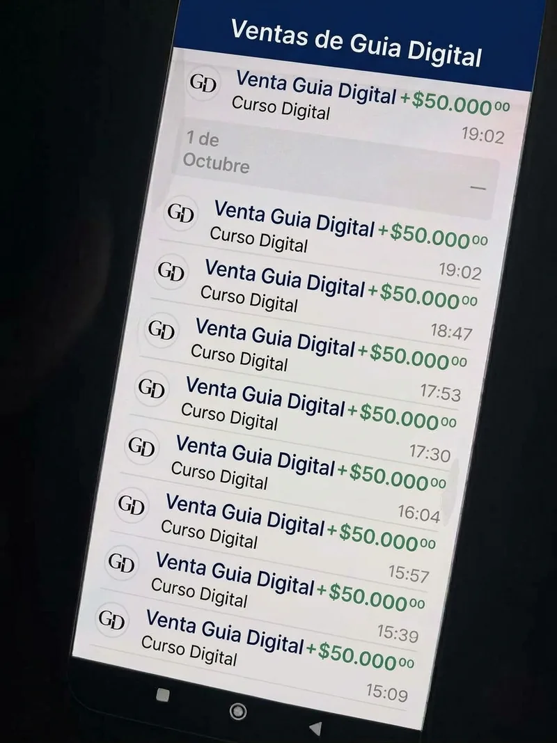 Celular con ventas de un curso digital
