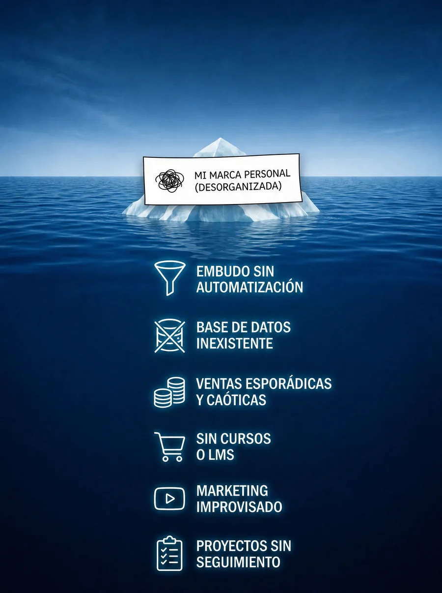 Iceberg de una marca personal desorganizada, sin sistema