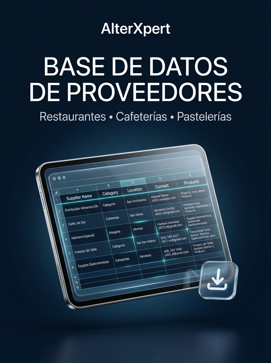 Base de Datos de Proveedores para Gastronomía: Restaurantes, Cafeterías y Pastelerías
